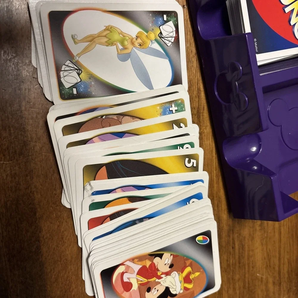 Mattel Disney Uno Game with Lights & Sound Tested/Working - 112 Original Cards